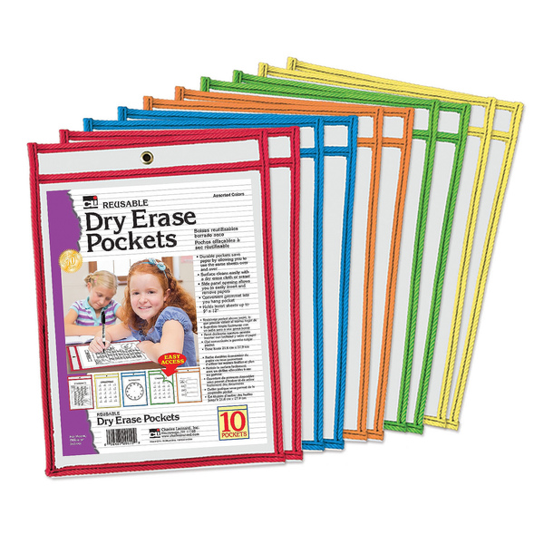 Charles Leonard Reusable Dry Erase Pockets, PK10 29010